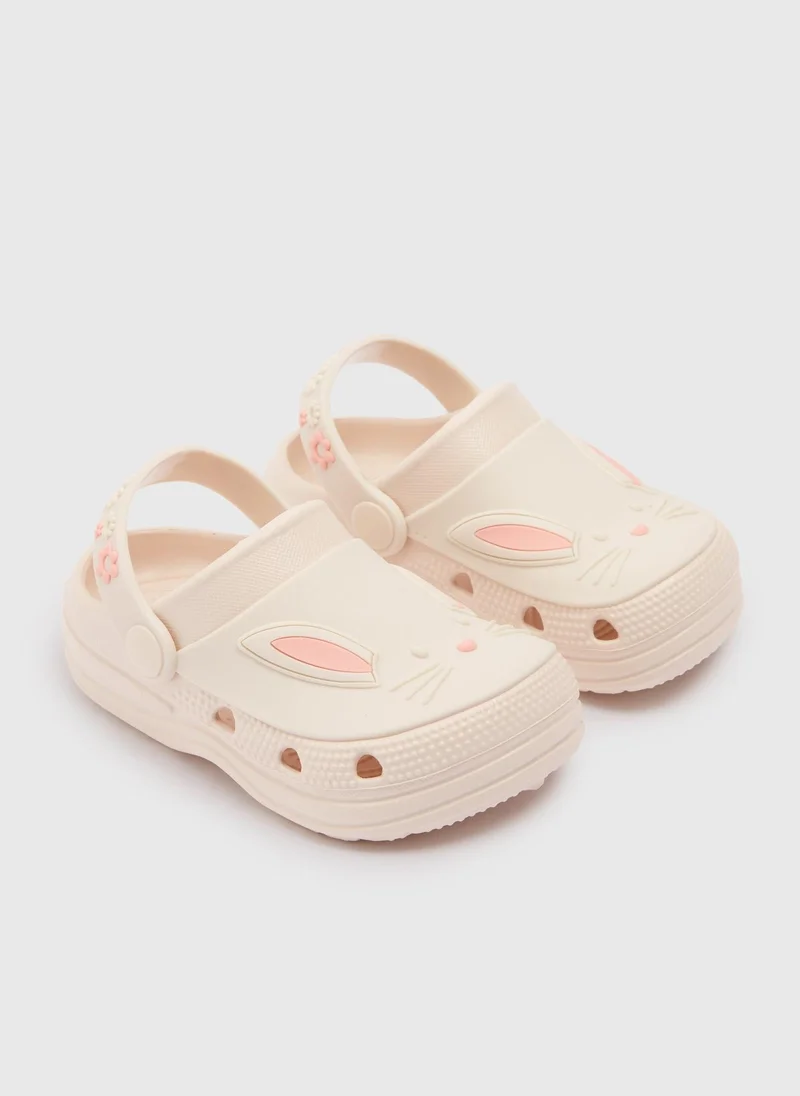 Matalan Girls Cream Bunny Clogs